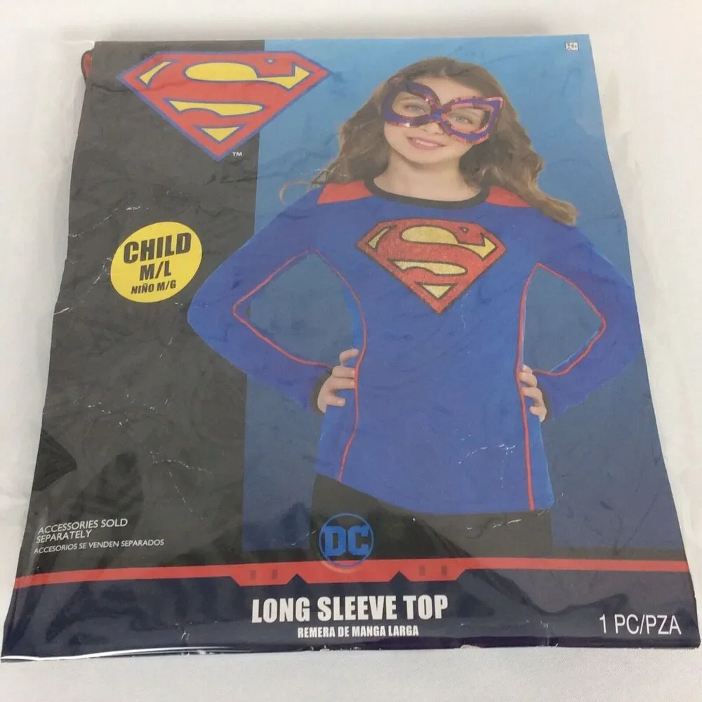 DC Superhero Girls Supergirl Costume Halloween Child's Size M/L Long Sleeve Top